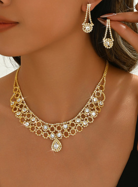 水滴流苏项链耳环手链套装欧美高级百搭礼服项饰批发