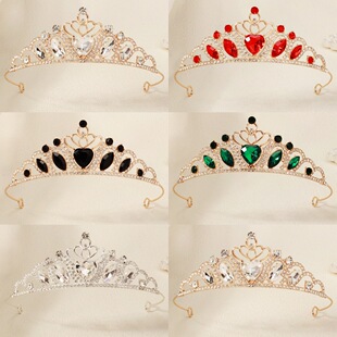 韩式水钻儿童皇冠发饰高级感百搭生日演出头饰合金爱心公主王冠女