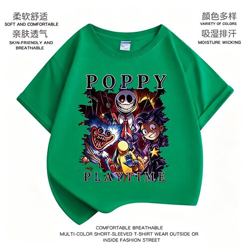 新款poppy playtime波比的游戏第5章儿童短袖t恤衣服半袖上衣服潮