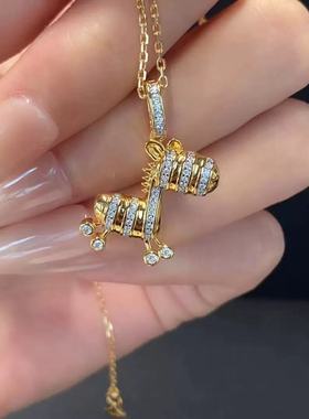 纯银s925小马项链高碳钻吊坠颈链轻奢感小众设计