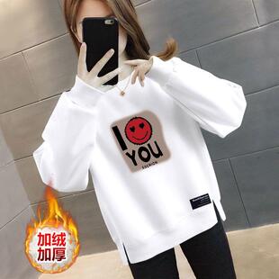 百搭薄款 oversize宽松小个子时尚 上衣潮 新款 加绒加厚卫衣女秋冬季
