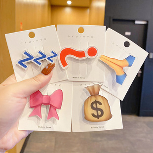 头饰表情包emoji发夹无语发卡刘海侧边搞怪卡子愤怒问号可爱发饰