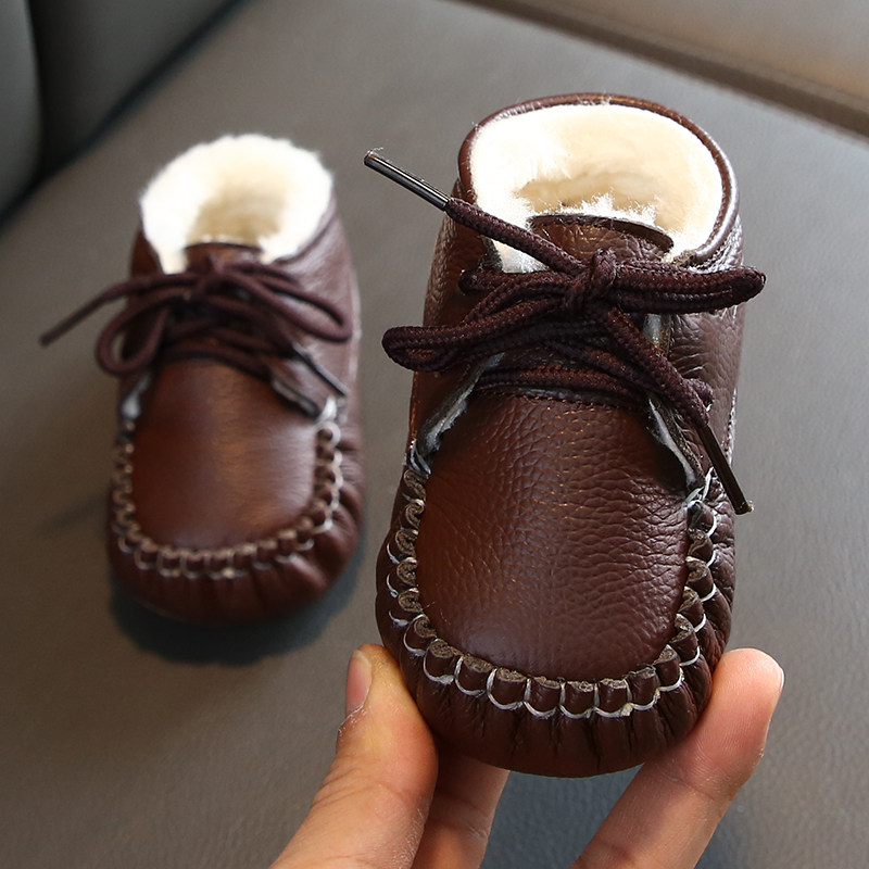 婴儿冬季加绒幼儿软底步前保暖