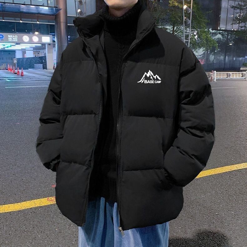 原宿宽松保暖休闲棉服2025新款秋冬季加厚男士立领棉袄女纯色棉衣