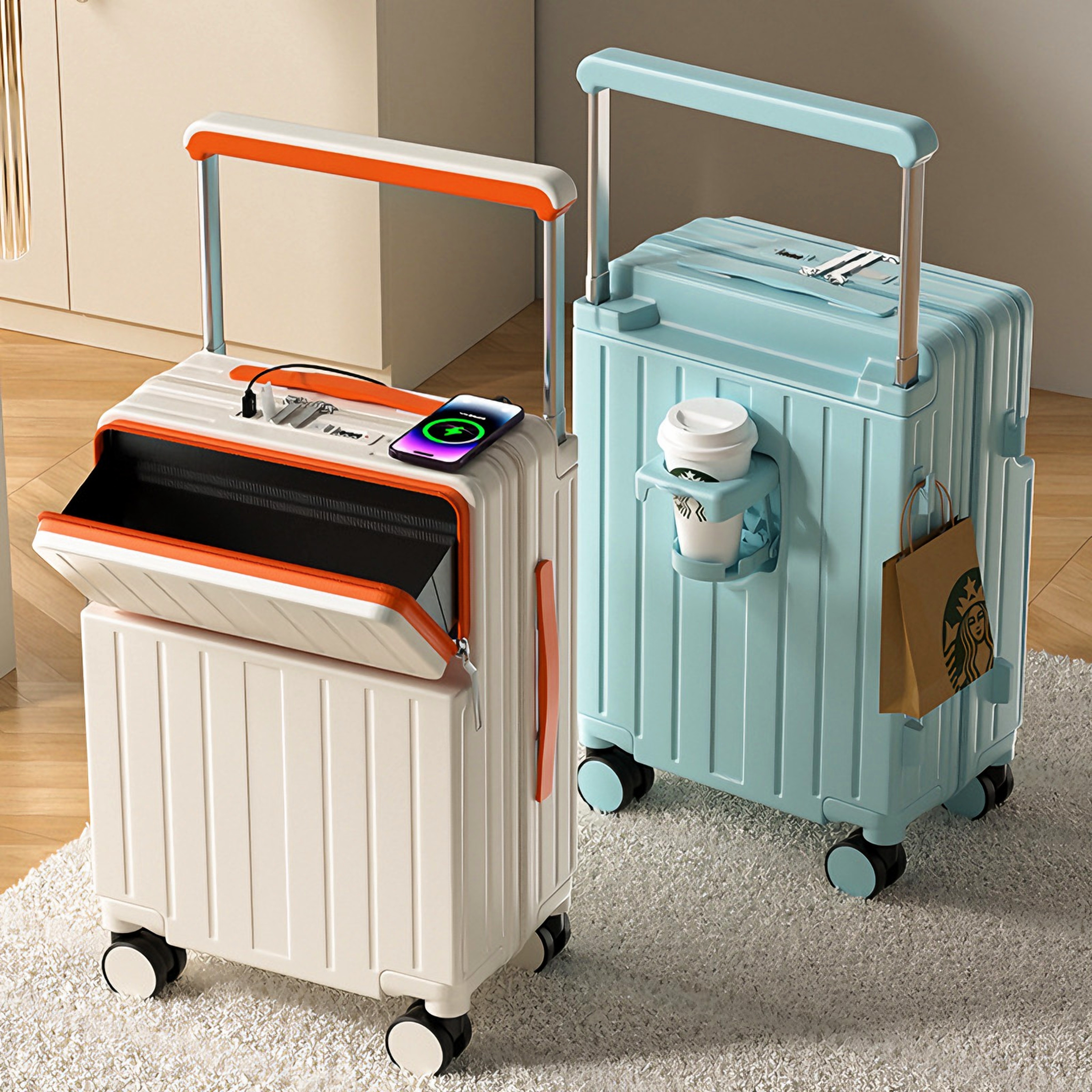 宽拉杆旅行箱前开盖行李箱前置开口26寸万向轮耐用大容量24寸学生