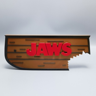 大白鯊電影logo立牌JAWS創意模型擺件3D打印手辦立體字體冰箱貼大