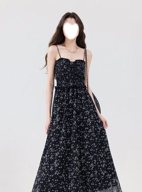 170高个子女生吊带碎花连衣裙到脚踝2023高级感超长175加长版长裙