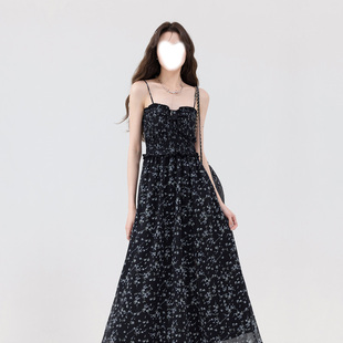 170高个子女生吊带碎花连衣裙到脚踝2023高级感超长175加长版长裙