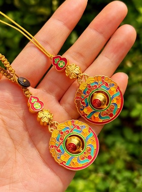 【寺庙流通】古法金福字汽车钥匙扣挂件福来运转花开富贵平安扣钥