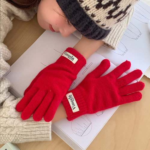 韩版针织保暖手套女士冬季防寒