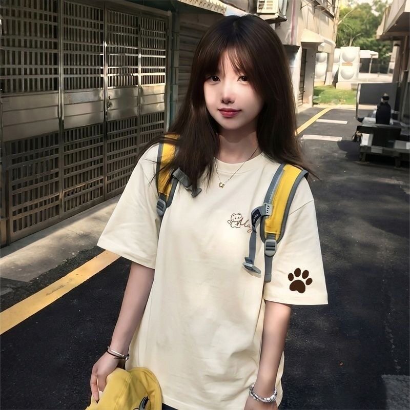 夏季韩系ins女童宽松短袖T恤图片