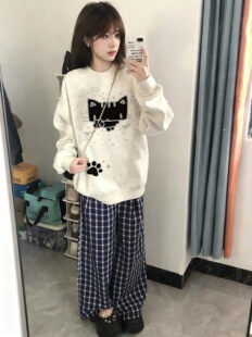 重磅加绒加厚套头圆领卫衣女童秋冬2025新款学生宽松慵懒风上衣服