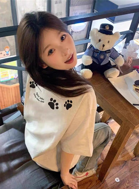 夏季纯棉短袖t恤女童2026新款正肩设计感小众美式宽松半袖上衣潮