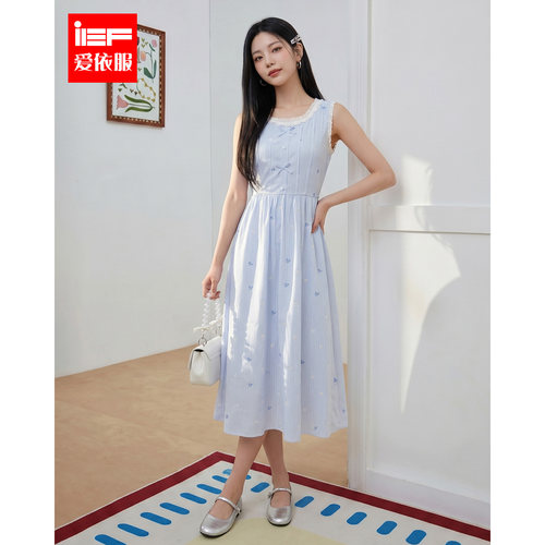 IEF/爱依服2026夏季新款韩系甜美减龄少女风格子显瘦百搭背心长裙