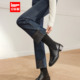 爱依服裤 时尚 子2025冬季 IEF 新款 韩版 通勤气质加绒保暖牛仔直筒裤