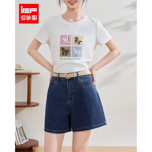 IEF/爱依服2026夏季新款复古牛仔短裤女宽松韩系气质百搭A字显瘦