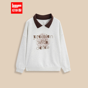 时尚 韩版 宽松日常休闲百搭慵懒感卫衣 爱依服2025年秋冬新款 IEF