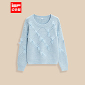 IEF 温柔浪漫蝴蝶结网纱甜美风毛织上衣 法式 爱依服2025冬季 新款