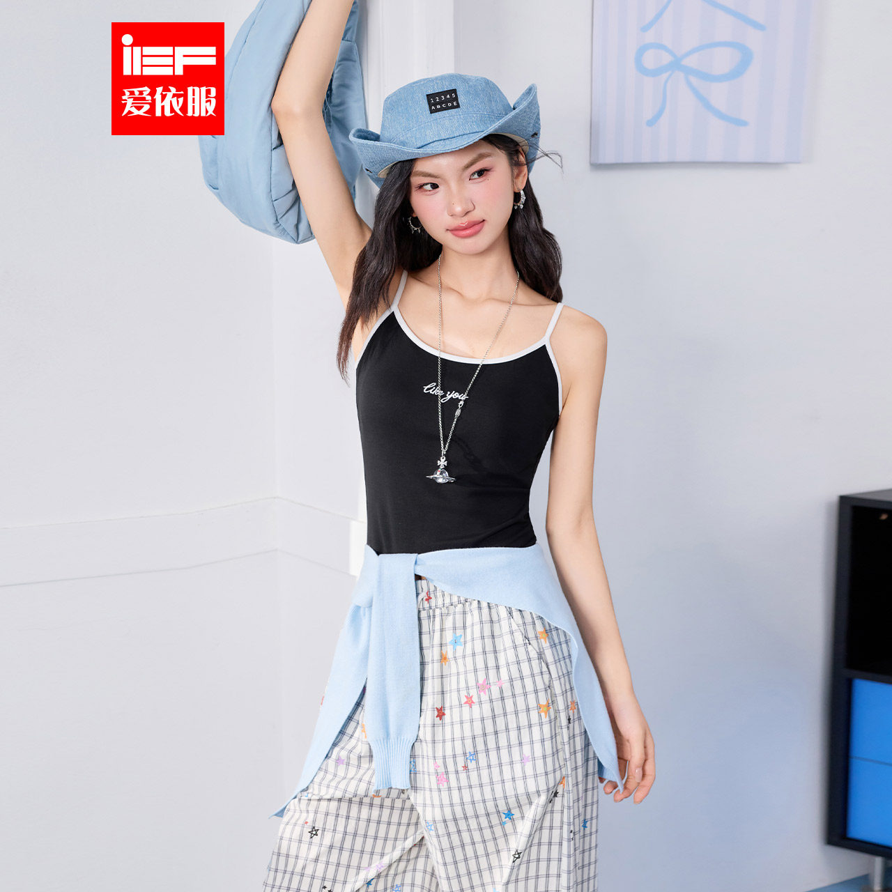 IEF/爱依服2026夏季新款美式时尚甜酷设计感辣妹修身百搭吊带背心图片