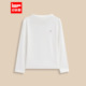 爱依服童装 2025冬季 新款 IEF 白色圆领长袖 T恤女宝简约百搭打底衣