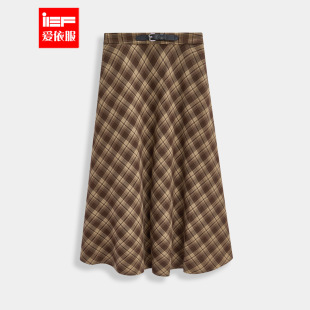 时尚 韩版 文艺知性通勤百搭格子单裙 爱依服半身裙2025秋冬新款 IEF