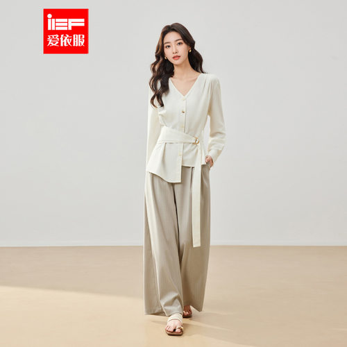 IEF/爱依服一整套2026夏季新款法式复古文艺知性松弛风上下套长裤