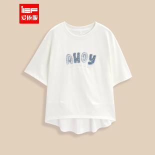 设计感字母休闲气质百搭宽松T恤 韩系时尚 IEF 爱依服2026春夏新款