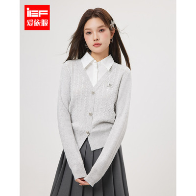 IEF/爱依服2025春季新款美式文艺知性气质通勤百搭显瘦毛织上衣
