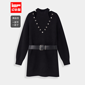 法式 IEF 爱依服裙子2025秋冬新款 成熟气质设计感显瘦毛织连衣裙