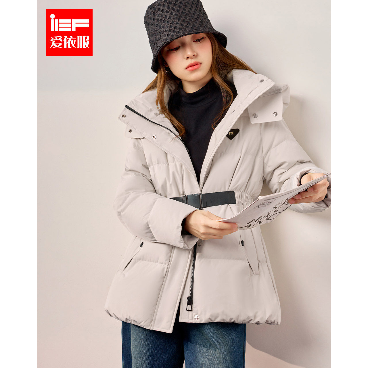 IEF/爱依服2025冬季新款韩版时尚通勤休闲百搭收腰保暖羽绒中外套,女装/女士精品,羽绒服,淘宝优惠券,粉丝福利购,淘宝优惠卷