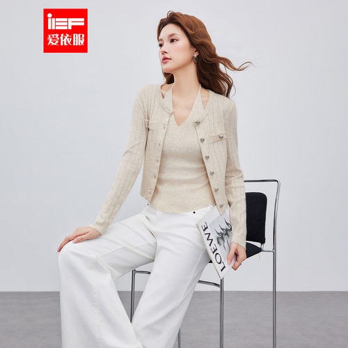 IEF/爱依服2026春季新款通勤名媛修身设计感女人味百搭女毛织上衣