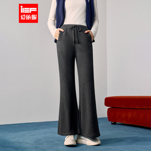 简约休闲通勤气质百搭显瘦加绒喇叭裤 IEF 新款 子2025冬季 爱依服裤