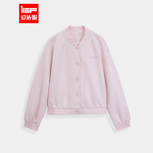 日常时尚 IEF 韩版 新款 百搭高级气质刺绣亮面皮外套 爱依服2025秋季