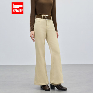 IEF/爱依服裤子2025冬季新款法式复古成熟女人味加绒保暖喇叭裤