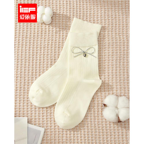 IEF/爱依服袜子2026春夏新款日系甜美少女风蝴蝶结透气百搭长袜