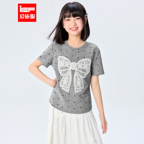 MINIIEF【爱依服童装】2026夏季新款韩系甜美洋气蝴蝶结女童T恤