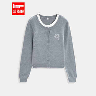IEF/爱依服2026春季新款法式文艺休闲假两件设计通勤百搭毛织上衣