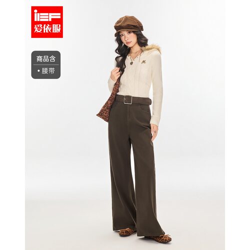 IEF/爱依服裤子2026春季新款韩系复古休闲通勤气质百搭显瘦阔腿裤