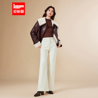 IEF/爱依服2025冬季新款韩版性感小女人气质感修身显瘦加绒喇叭裤