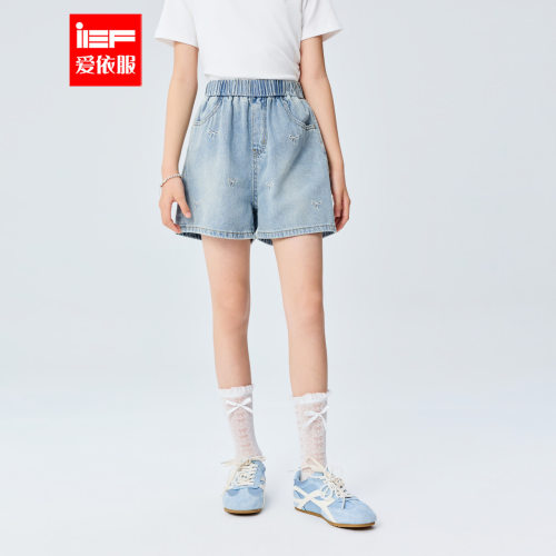 MINIIEF【爱依服童装】2026夏季新款韩系甜美女孩子百搭牛仔短裤