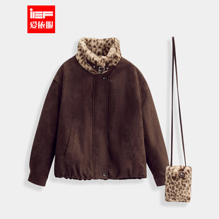 IEF/爱依服2025冬季新款美式复古休闲通勤百搭加绒保暖磨砂皮外套