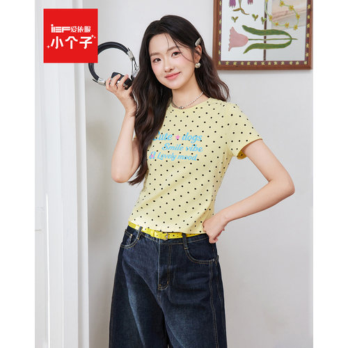 IEF/爱依服【小个子】2026年夏季日系甜美少女风波点T恤短袖上衣