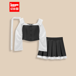 甜美性感辣妹气质设计感上下套短裙 韩版 IEF 爱依服2026春夏新款