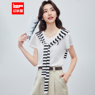 通勤休闲日常宽松潮流百搭时尚 新款 减龄女T恤 爱依服2026夏季 IEF