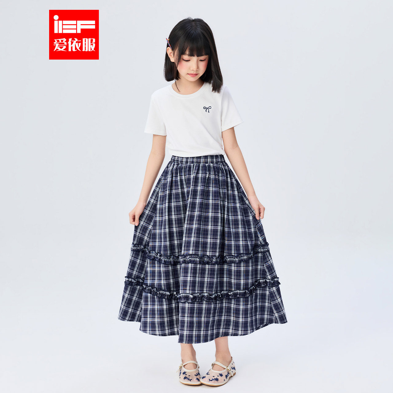 MINIIEF【爱依服童装】2026夏季新款韩系时尚洋气女童格子单裙