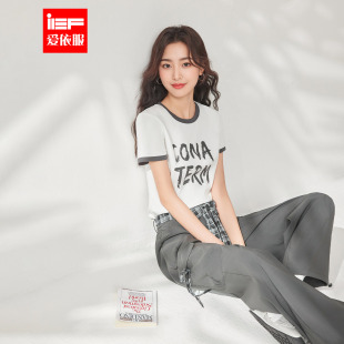 2025夏季 套装 新款 韩版 IEF 休闲运动风通勤百搭上下套裤 爱依服时尚