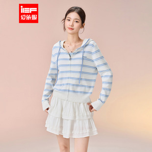 韩系时尚 新款 休闲慵懒风百搭条纹毛织外套 爱依服2026春季 IEF