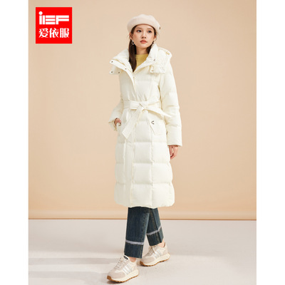 IEF/爱依服2025冬季新款韩版简约通勤气质白鸭绒保暖羽绒长外套