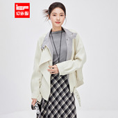 时尚 IEF 韩版 新款 休闲通勤帅气百搭亮面皮外套 爱依服2026春季