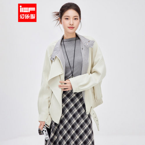 IEF/爱依服2026春季新款韩版时尚休闲通勤帅气百搭亮面皮外套